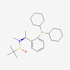 molecular formula C25H42NOPS B13662375 (R)-N-((S)-1-(2-(Dicyclohexylphosphanyl)phenyl)ethyl)-N,2-dimethylpropane-2-sulfinamide 