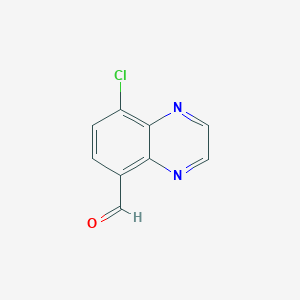 molecular formula C9H5ClN2O B13662410 8-Chloroquinoxaline-5-carbaldehyde 