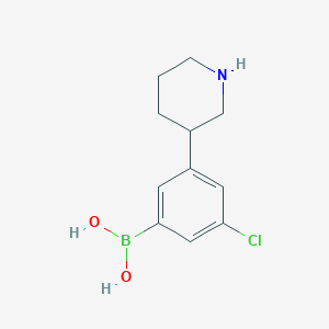 molecular formula C11H15BClNO2 B13662579 3-(Piperidin-3-yl)-5-chlorophenylboronic acid 