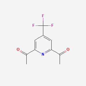 molecular formula C10H8F3NO2 B13662606 4-Trifluoromethyl-2,6-diacetylpyridine 