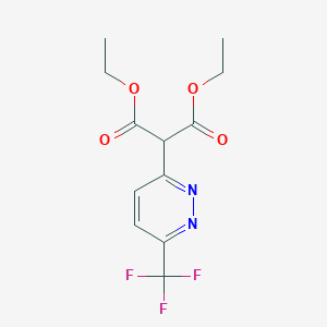 molecular formula C12H13F3N2O4 B13662633 Diethyl 2-[6-(Trifluoromethyl)-3-pyridazinyl]malonate 
