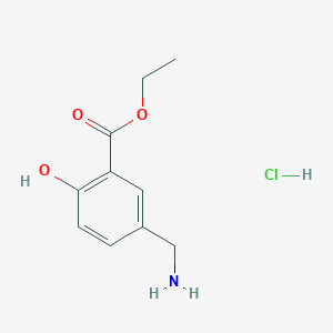 molecular formula C10H14ClNO3 B13662694 Ethyl 5-(aminomethyl)-2-hydroxybenzoate hydrochloride 