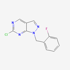 molecular formula C12H8ClFN4 B13662695 6-chloro-1-(2-fluorobenzyl)-1H-pyrazolo[3,4-d]pyrimidine 