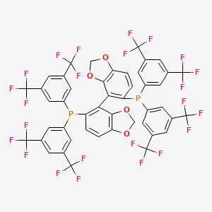 molecular formula C46H20F24O4P2 B13662704 (4R)-5,5'-Bis(bis(3,5-bis(trifluoromethyl)phenyl)phosphaneyl)-4,4'-bibenzo[d][1,3]dioxole 