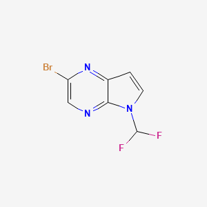 molecular formula C7H4BrF2N3 B13662734 2-Bromo-5-(difluoromethyl)-5H-pyrrolo[2,3-b]pyrazine 