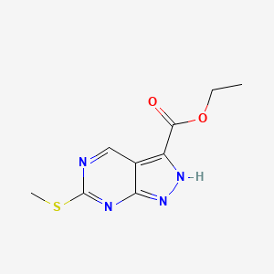 molecular formula C9H10N4O2S B13662758 Ethyl 6-(methylthio)-1H-pyrazolo[3,4-d]pyrimidine-3-carboxylate 