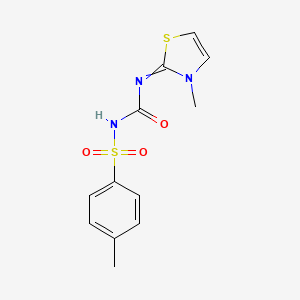 molecular formula C12H13N3O3S2 B1366276 3-[(2Z)-3-methyl-2,3-dihydro-1,3-thiazol-2-ylidene]-1-(4-methylbenzenesulfonyl)urea 