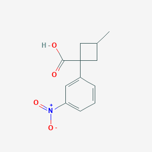 molecular formula C12H13NO4 B13662783 3-Methyl-1-(3-nitrophenyl)cyclobutanecarboxylic acid 