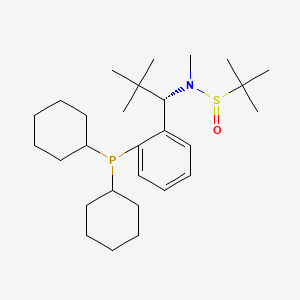 molecular formula C28H48NOPS B13662809 (R)-N-((S)-1-(2-(Dicyclohexylphosphanyl)phenyl)-2,2-dimethylpropyl)-N,2-dimethylpropane-2-sulfinamide 