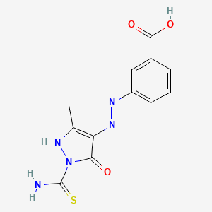 molecular formula C12H11N5O3S B1366296 3-[(1-carbamothioyl-3-methyl-5-oxo-4H-pyrazol-4-yl)azo]benzoic acid 