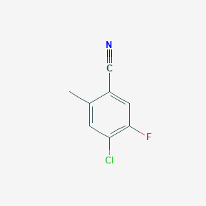 molecular formula C8H5ClFN B13663037 4-Chloro-5-fluoro-2-methylbenzonitrile 