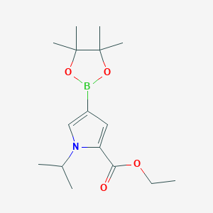 molecular formula C16H26BNO4 B13663089 Ethyl 1-isopropyl-4-(4,4,5,5-tetramethyl-1,3,2-dioxaborolan-2-yl)-1H-pyrrole-2-carboxylate 