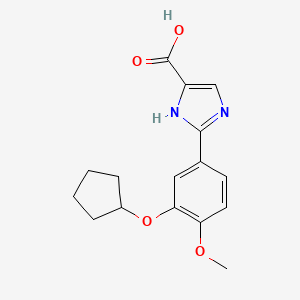 molecular formula C16H18N2O4 B1366334 2-(3-Cyclopentyloxy-4-methoxyphenyl)-imidazole-4-carboxylic acid 