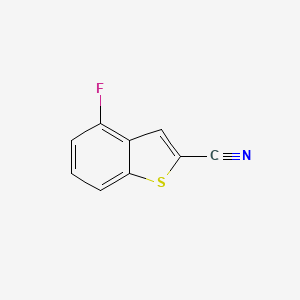 molecular formula C9H4FNS B13663350 4-Fluorobenzo[b]thiophene-2-carbonitrile 