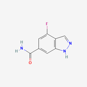molecular formula C8H6FN3O B13663402 4-Fluoro-1H-indazole-6-carboxamide 