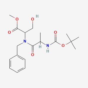 molecular formula C19H28N2O6 B13663567 Methyl (R)-2-[(R)-N-Benzyl-2-(Boc-amino)propanamido]-3-hydroxypropanoate 