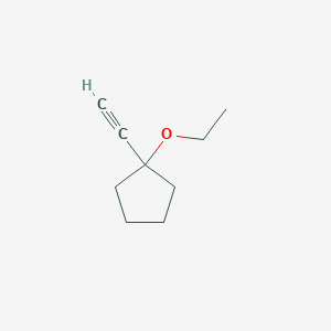 molecular formula C9H14O B136636 Cyclopentane, 1-ethoxy-1-ethynyl-(9CI) CAS No. 147298-23-5