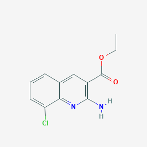 molecular formula C12H11ClN2O2 B13663684 Ethyl 2-amino-8-chloroquinoline-3-carboxylate 