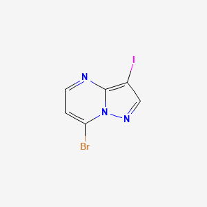 molecular formula C6H3BrIN3 B13663750 7-Bromo-3-iodopyrazolo[1,5-a]pyrimidine 