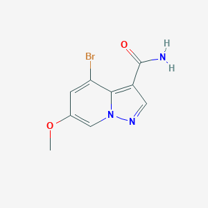 molecular formula C9H8BrN3O2 B13663766 4-Bromo-6-methoxypyrazolo[1,5-a]pyridine-3-carboxamide 