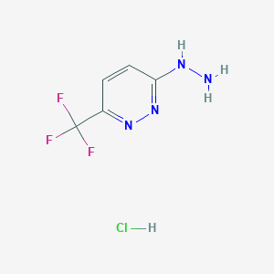 molecular formula C5H6ClF3N4 B13663862 3-Hydrazinyl-6-(trifluoromethyl)pyridazine hydrochloride 