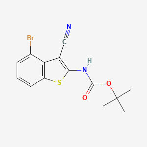molecular formula C14H13BrN2O2S B13663903 tert-butyl N-(4-bromo-3-cyano-benzothiophen-2-yl)carbamate 
