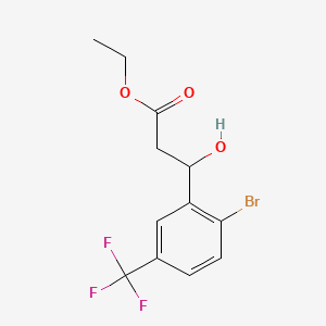 molecular formula C12H12BrF3O3 B13664042 Ethyl 3-(2-bromo-5-(trifluoromethyl)phenyl)-3-hydroxypropanoate 