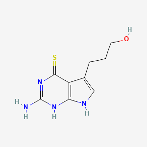 molecular formula C9H12N4OS B13664097 2-Amino-5-(3-hydroxypropyl)-3H-pyrrolo[2,3-d]pyrimidine-4(7H)-thione 