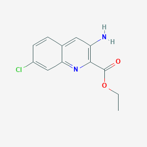molecular formula C12H11ClN2O2 B13664182 Ethyl 3-amino-7-chloroquinoline-2-carboxylate 