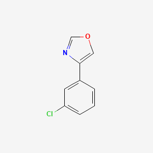 molecular formula C9H6ClNO B13664202 4-(3-Chlorophenyl)oxazole 