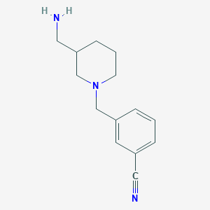 molecular formula C14H19N3 B1366428 3-{[3-(Aminomethyl)piperidin-1-yl]methyl}benzonitrile 