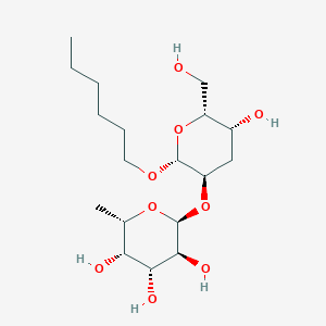 molecular formula C18H34O9 B1366451 (2S,3S,4R,5S,6S)-2-[(2R,3R,5R,6R)-2-Hexoxy-5-hydroxy-6-(hydroxymethyl)oxan-3-yl]oxy-6-methyloxane-3,4,5-triol 
