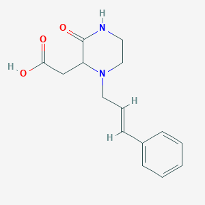 molecular formula C15H18N2O3 B1366461 {3-oxo-1-[(2E)-3-phenylprop-2-enyl]piperazin-2-yl}acetic acid 