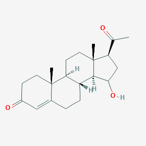 molecular formula C21H30O3 B136647 (8R,9S,10R,13S,14S,17S)-17-acetyl-15-hydroxy-10,13-dimethyl-1,2,6,7,8,9,11,12,14,15,16,17-dodecahydrocyclopenta[a]phenanthren-3-one CAS No. 600-72-6