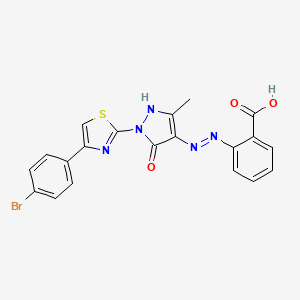 molecular formula C20H14BrN5O3S B1366480 2-(2-{1-[4-(4-bromophenyl)-1,3-thiazol-2-yl]-3-methyl-5-oxo-1,5-dihydro-4H-pyrazol-4-ylidene}hydrazino)benzoic acid 