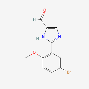 molecular formula C11H9BrN2O2 B13665082 2-(5-Bromo-2-methoxyphenyl)-1H-imidazole-5-carbaldehyde 