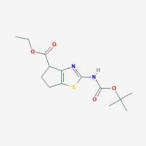 molecular formula C14H20N2O4S B13665130 Ethyl 2-[(tert-butoxycarbonyl)amino]-5,6-dihydro-4H-cyclopenta[d][1,3]thiazole-4-carboxylate 