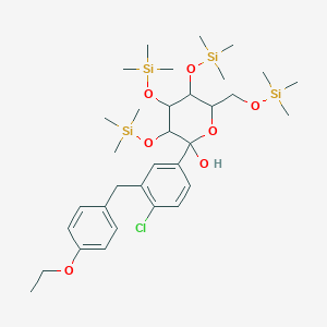 molecular formula C33H57ClO7Si4 B13665428 2-[4-Chloro-3-[(4-ethoxyphenyl)methyl]phenyl]-3,4,5-tris(trimethylsilyloxy)-6-(trimethylsilyloxymethyl)oxan-2-ol 