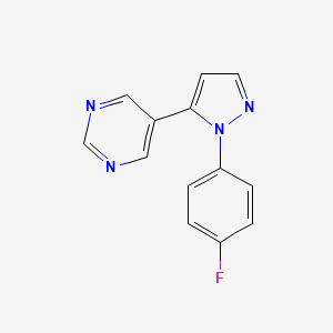 molecular formula C13H9FN4 B13665460 5-(1-(4-Fluorophenyl)-1H-pyrazol-5-yl)pyrimidine 