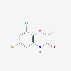 molecular formula C10H9BrClNO2 B13665464 6-Bromo-8-chloro-2-ethyl-2H-benzo[b][1,4]oxazin-3(4H)-one 