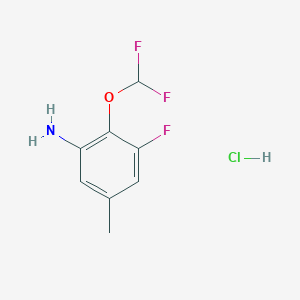 molecular formula C8H9ClF3NO B13665519 2-(Difluoromethoxy)-3-fluoro-5-methylaniline hydrochloride 