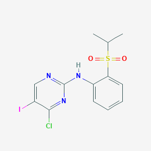 molecular formula C13H13ClIN3O2S B13665537 4-Chloro-5-iodo-N-(2-(isopropylsulfonyl)phenyl)pyrimidin-2-amine 