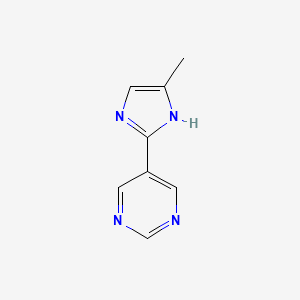 molecular formula C8H8N4 B13665731 5-(5-Methyl-2-imidazolyl)pyrimidine 