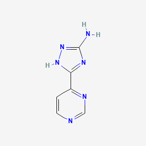 molecular formula C6H6N6 B13665775 5-Amino-3-(4-pyrimidinyl)-1H-1,2,4-triazole 