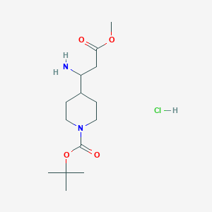 molecular formula C14H27ClN2O4 B13665780 tert-Butyl 4-(1-amino-3-methoxy-3-oxopropyl)piperidine-1-carboxylate hydrochloride 