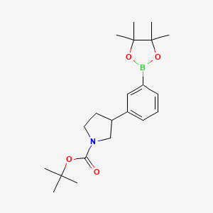 molecular formula C21H32BNO4 B13665946 tert-butyl 3-[3-(4,4,5,5-tetramethyl-1,3,2-dioxaborolan-2-yl)phenyl]pyrrolidine-1-carboxylate 