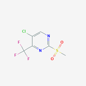 molecular formula C6H4ClF3N2O2S B13666058 5-Chloro-2-(methylsulfonyl)-4-(trifluoromethyl)pyrimidine 
