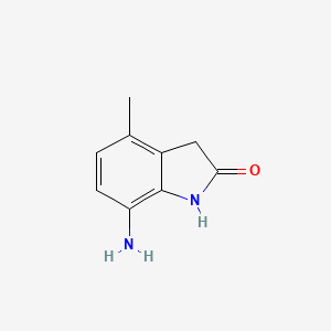 molecular formula C9H10N2O B13666100 7-Amino-4-methylindolin-2-one 