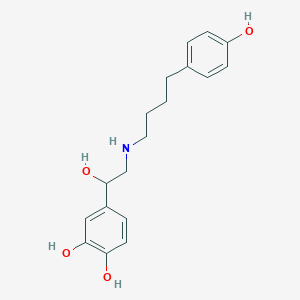molecular formula C18H23NO4 B136663 1,2-Benzenediol, 4-(1-hydroxy-2-((4-(4-hydroxyphenyl)butyl)amino)ethyl)- CAS No. 130783-37-8