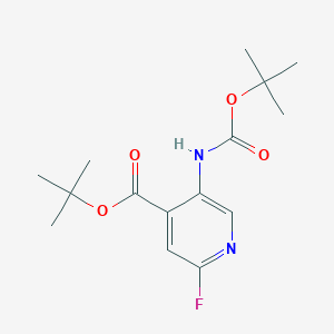 molecular formula C15H21FN2O4 B13666316 tert-Butyl 5-((tert-butoxycarbonyl)amino)-2-fluoroisonicotinate 